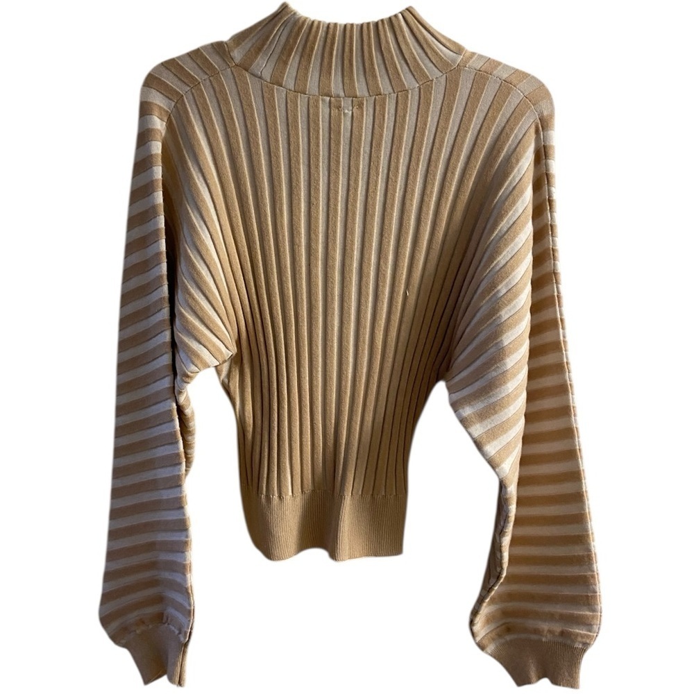 Free People Mad chill mock neck ribbed knit sweater balloon sleeves medium NWT - Picture 3 of 9